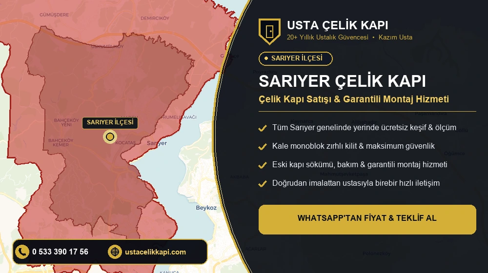 Sarıyer Çelik Kapı Satış, Montaj ve Tamir Hizmeti